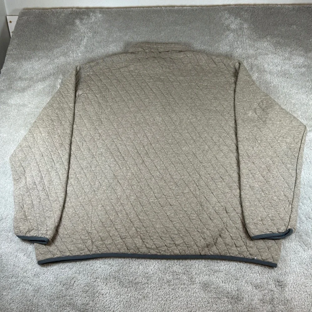 Orvis Quilted Snap Neck Pullover Mens XXL Tan Heathered Diagonal Stitch Jacket